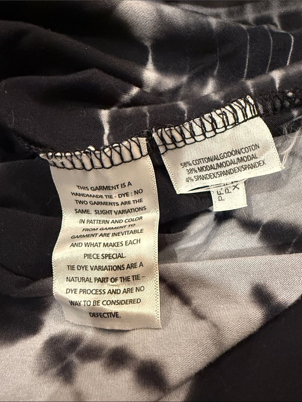 Calvin Klein Black & White Tie-Dye Short Sleeve Top with Crisscross Back - Picture 5 of 5